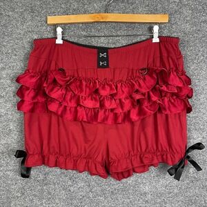 Forest Ink Bloomers Womens 3XL Red Ruffle Satin Bow Goth Lolita Shorts
